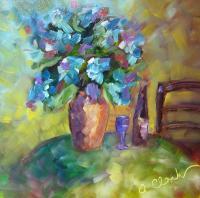 Flowers - Hydrangea Au Table - Oil